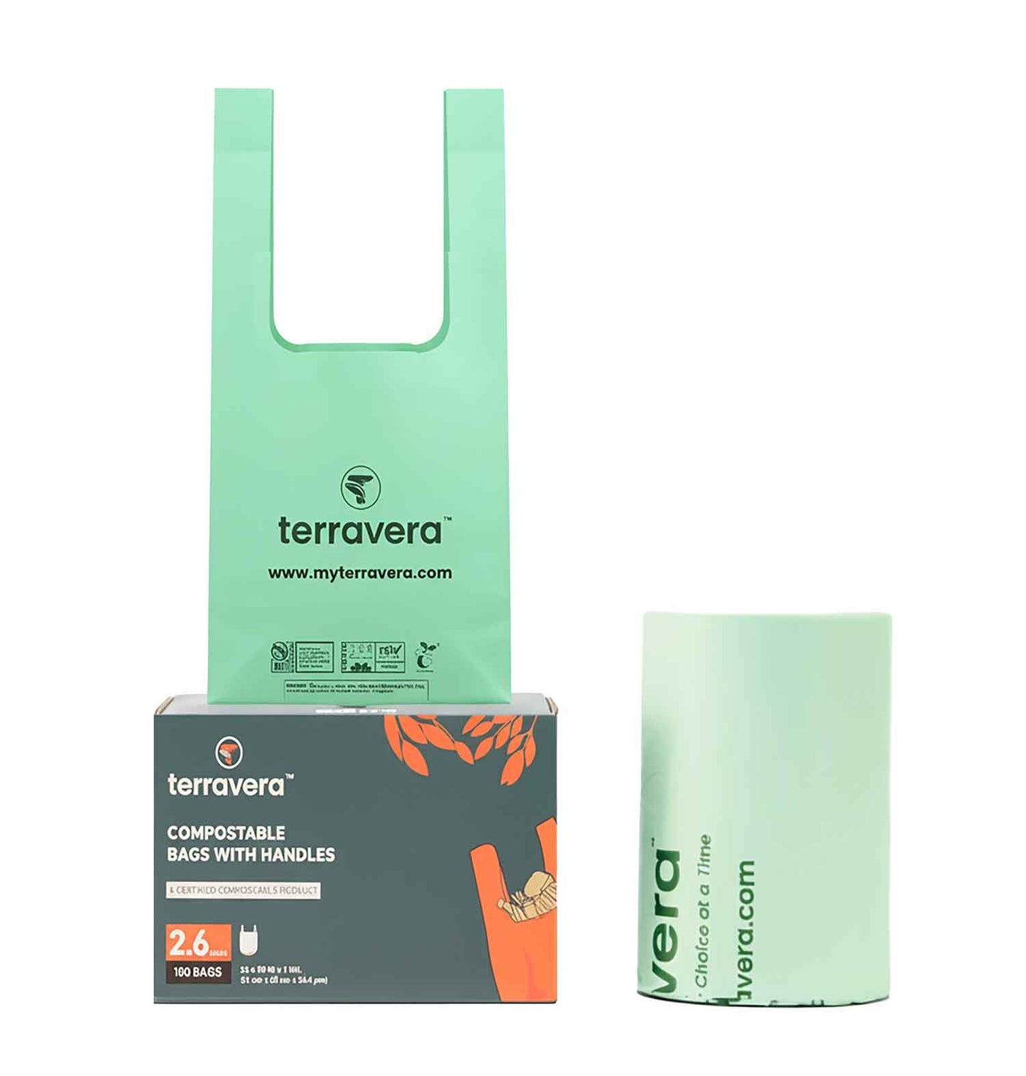 2.6 Gallon Compostable Food Scrap Bags - Handle Tie (100 Count) | BPI & OK Home Certified | Counter Top Bin, Kitchen Trash, Home Compost Bags