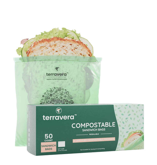 terravera Compostable Resealable Zipseal Sandwich Bags - 50 Count